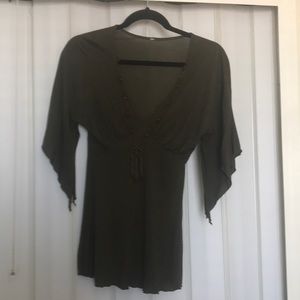 Flowy green top with attached necklace